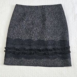 Tahari Petite Gray Skirt with Lace Details
